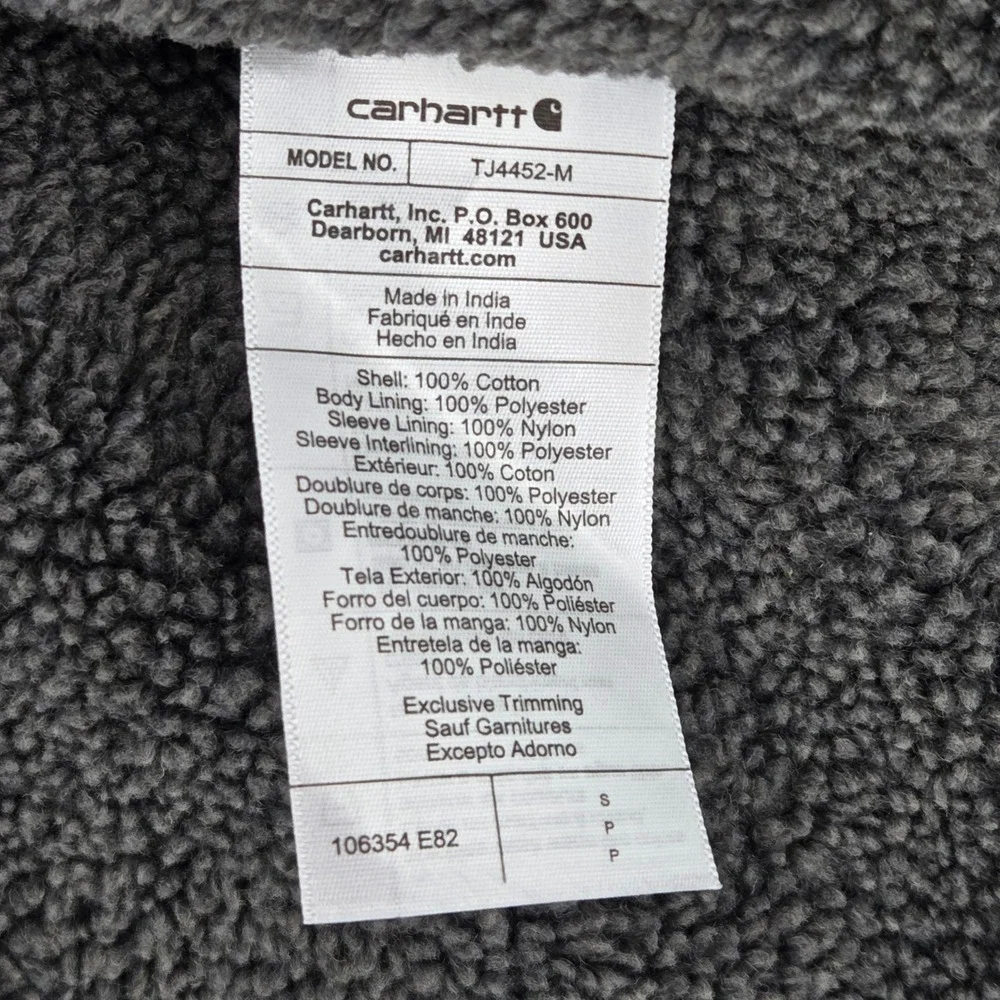 Carhartt Sherpa Lined Flannel Shirt Gray Plaid Outdoor Heavyweight Snap‎ Men's S